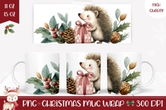 Watercolor Christmas Hedgehog Mug, Christmas Present Mug Product Image 1