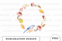 Watercolor Autumn Wreath png Product Image 1