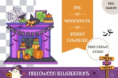 Hand Drawn Magic Illustration, Cartoon Halloween Fireplace Product Image 1