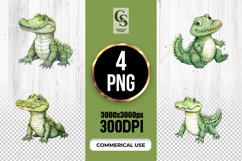 Cute Alligator Illustration Clipart Sublimation PNG Product Image 1