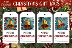 Cozy Winter Gift Tag PNG, Christmas Bell Gift Tag Designs Product Image 1
