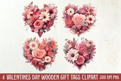 Pink Valentines Day Hearts Clipart, Valentine Hearts Clipart Product Image 1