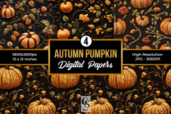 Autumn Pumpkin Digital Paper Pattern Product Image 1
