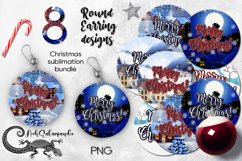 Christmas Earring, 8 Round earring xmas sublimation designs Product Image 1