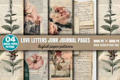Love letters Junk Journal Pages Background Paper Bundle PNG Product Image 2