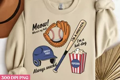 Meow! Where is my ball PNG, Baseball Mama Sublimation PNG Product Image 2