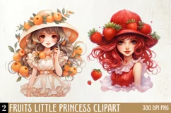 Fruits Little Princess Sublimation Clipart Product Image 1