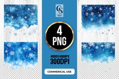 Blue Snowflake Background Clipart Sublimation PNG Product Image 1