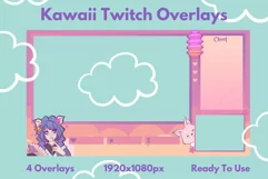 Kawaii Twitch Overlays with Kitsune Girl Product Image 1