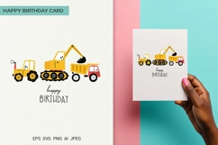 Car Construction | Happy Birthday Card | EPS SVG PNG JPG AI Product Image 1