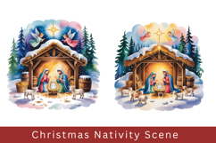 Christmas Nativity Scene Clipart, watercolor Nativity Scene Product Image 1