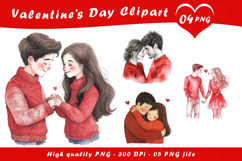 Cute Valentine Couple Floral Illustration Clipart PNG Product Image 1