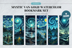 Mystic Van Gogh Watercolor Bookmark Set,Starry Night Art Product Image 1
