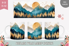 Mountains Mug Design, Forest Mug Sublimation Design Product Image 1