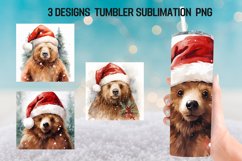 Christmas Bear Tumbler Sublimation Design PNG Product Image 1