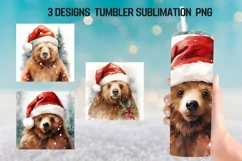 Christmas Bear Tumbler Sublimation Design PNG Product Image 1