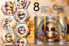 Rainbow animals | 8 skinny tumbler Sublimation designs Product Image 1