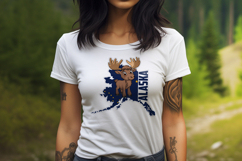 Cute Vector cartoon Alaska sticker with moose Product Image 2