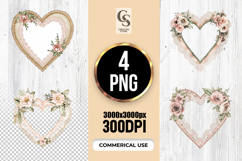 Vintage Lace Floral Heart Frame PNG Product Image 1