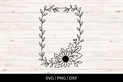 Hand Drawn Sunflower Fall Leaves Frame SVG Product Image 1