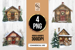 Cozy Winter Cabin Clipart Sublimation PNG Product Image 1