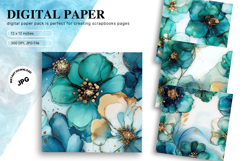Green Watercolor Alcohol Ink Background Digital Paper Product Image 1