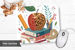 Leopard Spot Apple with Educational Flair Mouse Pad PNG Product Image 1