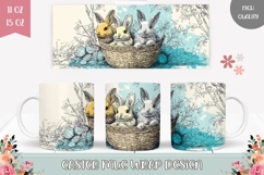 Easter Basket Mug, Cartoon Easter Bunnies Mug Wrap Design Product Image 1