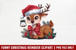 Funny Christmas Reindeer Clipart Bundle PNG Product Image 2