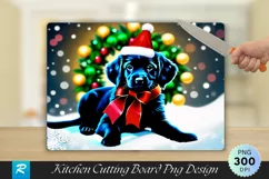 Christmas Puppy with Wreath Cutting Board PNG Design Product Image 1