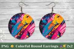 Colorful Round Earrings PNG, Creative Earrings Design Product Image 1