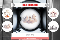 Car Coaster Watercolor Ghost Trio Product Image 1