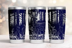 20oz Tumbler laser svg wrap| Family Deer in the wood pattern Product Image 2