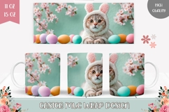 Funny Easter Cat Mug Wrap, Easter Eggs Mug Template Product Image 1