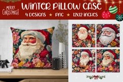 Embroidery Santa Claus Pillowcase, Knitted Santa Pillow PNG Product Image 1