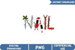 Funny Nail Salon Sublimation, Christmas Png Product Image 1