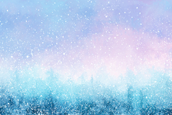 A serene snowy landscape with a pastel colored sky at dusk Product Image 1