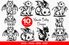 Kawaii Baby Dragon Clipart SVG PNG Product Image 1