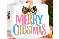 Merry Christmas Text Festive Christmas Tree Bow Holiday Png Product Image 2