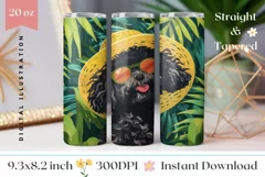 Tropical Tumbler Wrap Design, Poodle Dog Tumbler Design Product Image 1