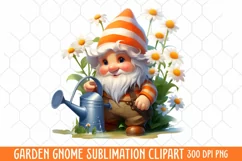 Garden Gnome Sublimation clipart, Watercolor Clipart Product Image 1