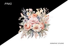 Watercolor Pastel Flowers Clipart, Wedding Flowers Clipart Product Image 1