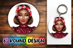 Joyful Circle Coasters Sublimation, Afro Girl Product Image 1