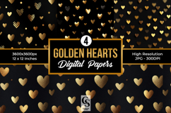 Golden Hearts Pattern Digital Paper Product Image 1