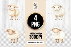 Cute Fluffy Sheep Farm Animal Clipart Sublimation PNG Product Image 1