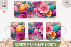Colorful Flowers Mug Wrap Design, Easter Mug Sublimation Product Image 1