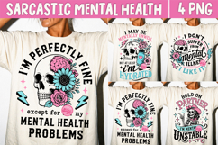 Sarcastic Mental Health Skeleton PNG, Funny Anxiety Humor Product Image 1
