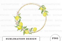 Watercolor Lemons Gold Frame png Product Image 1