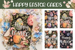 Happy Easter Card Printable, Floral Easter Eggs Card Product Image 1