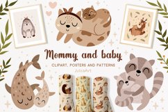 Mother and baby collection, Cute animals clipart &amp; patterns Product Image 1